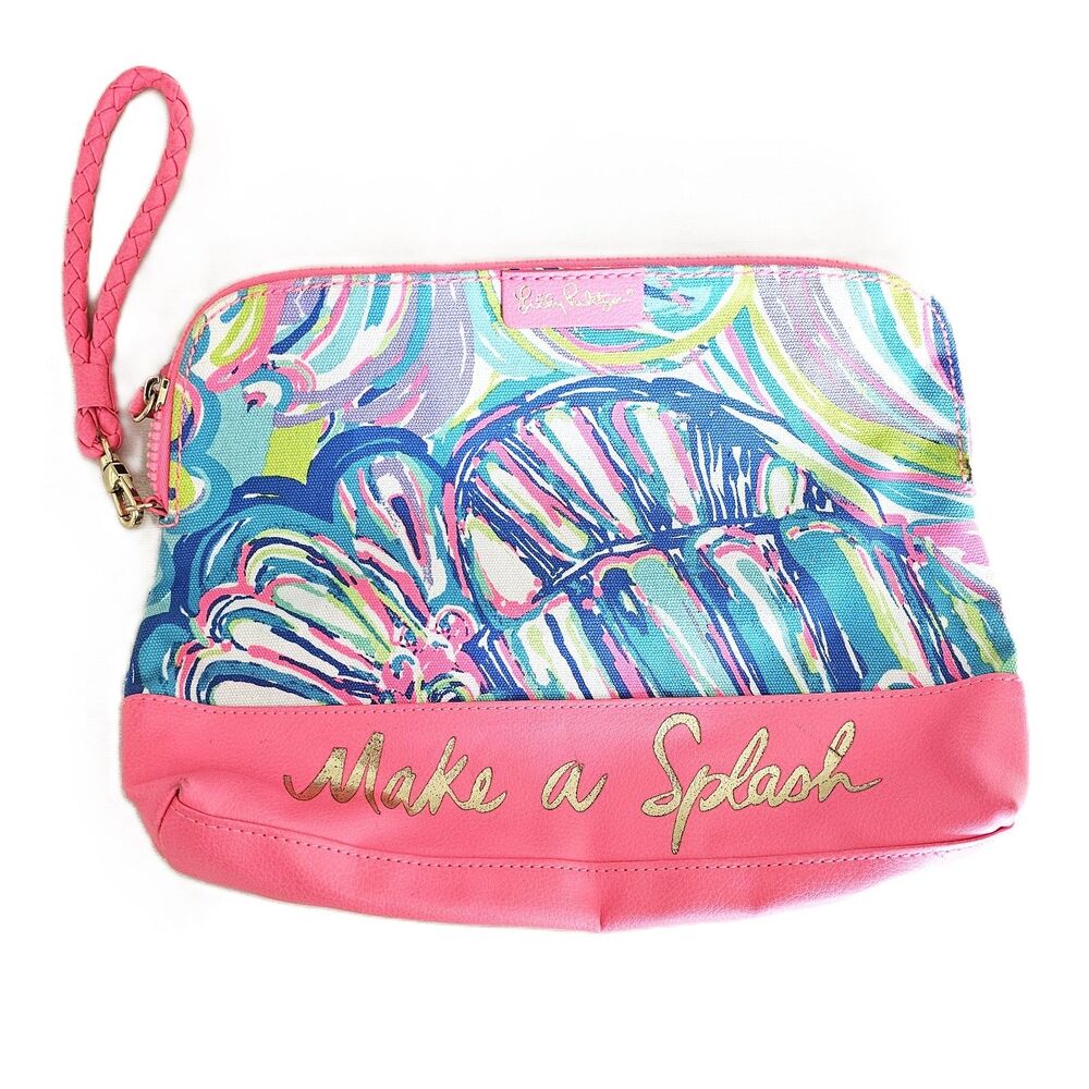 Lilly Pulitzer Bohemian Beach Pouch "Make a Splash" Pink Floral Makeup Bag